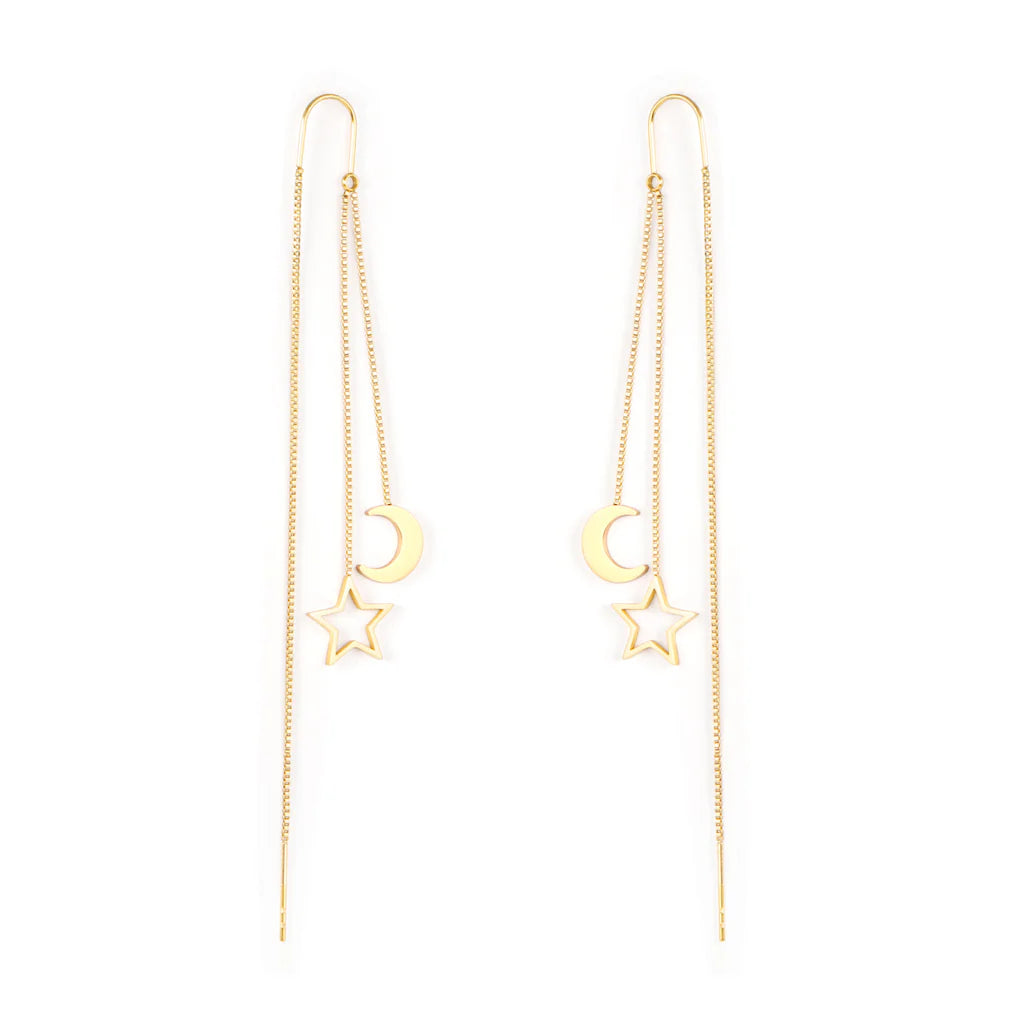 Dangle Moon & Star Threading Earring