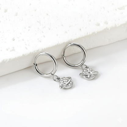 CZ Planet Pendant Necklace & Earrings Set