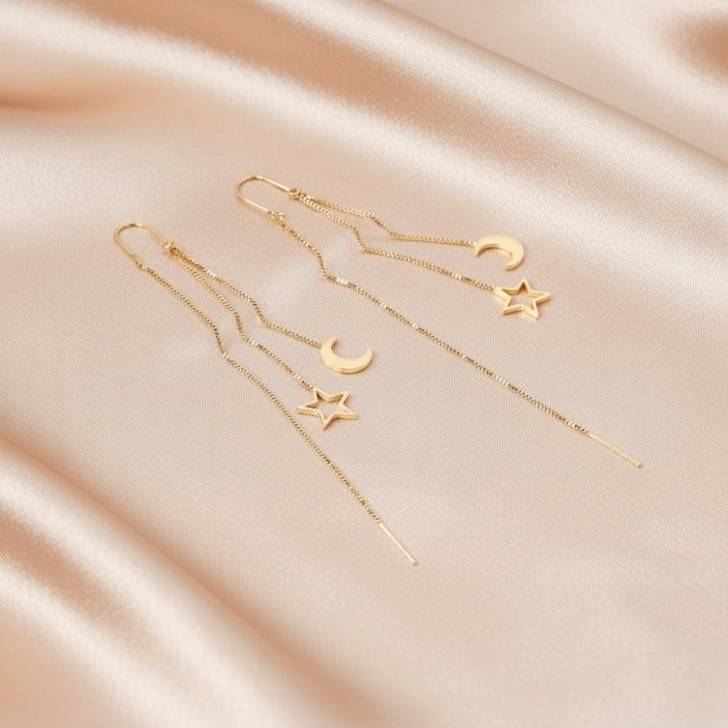 Dangle Moon & Star Threading Earring