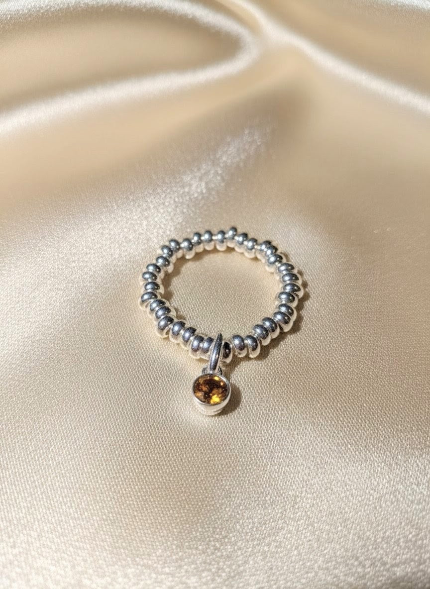 925 Sterling Silver Birthday CZ Adjustable Ring