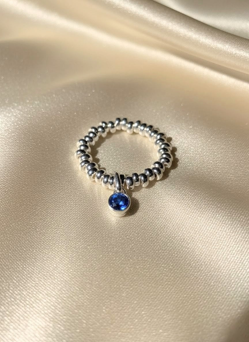 925 Sterling Silver Birthday CZ Adjustable Ring