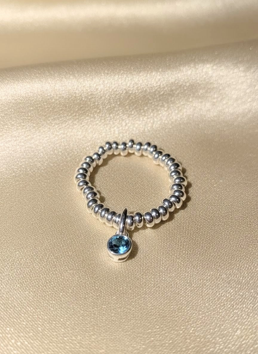 925 Sterling Silver Birthday CZ Adjustable Ring