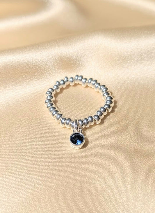 925 Sterling Silver Birthday CZ Adjustable Ring