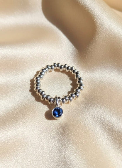 925 Sterling Silver Birthday CZ Adjustable Ring