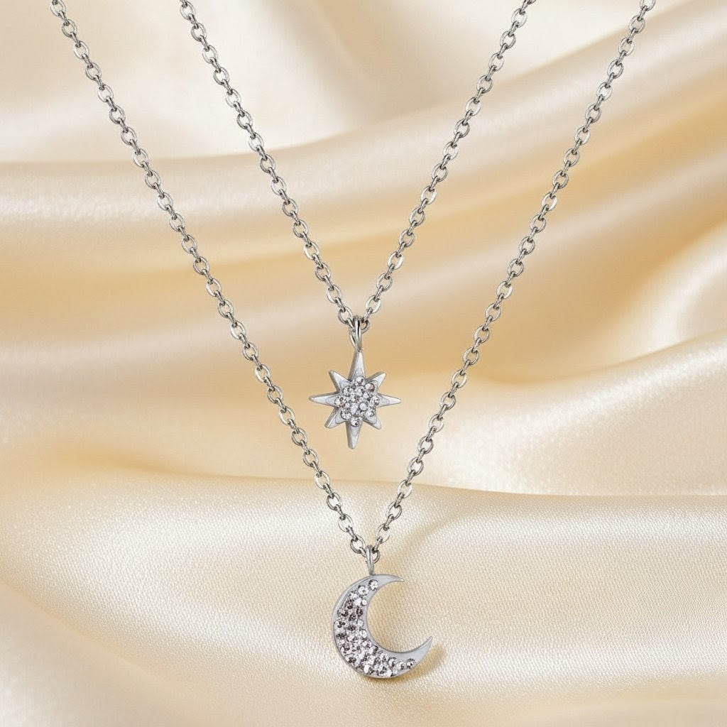 Double Necklace Moon & Star