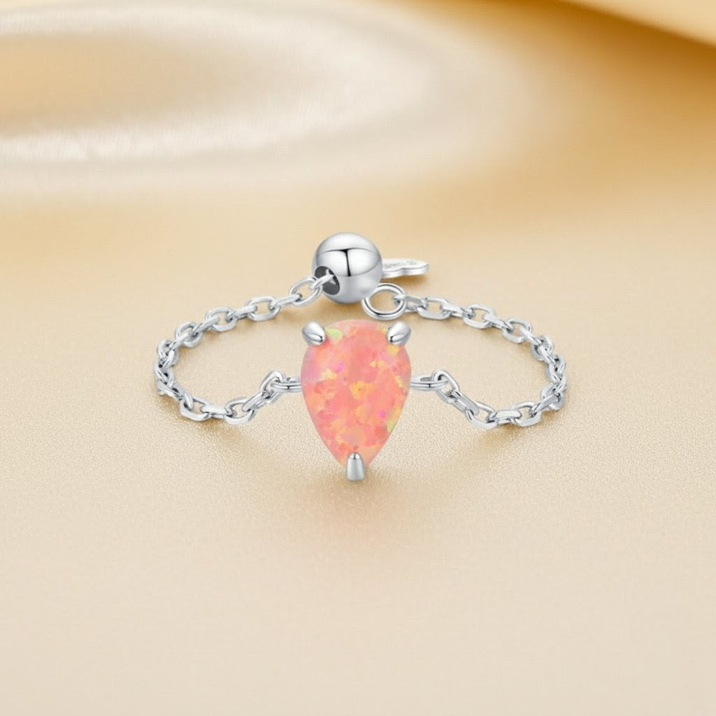 Fire Opal Chain Ring