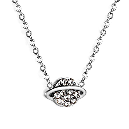 CZ Planet Pendant Necklace & Earrings Set