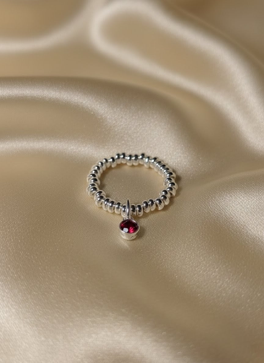 925 Sterling Silver Birthday CZ Adjustable Ring