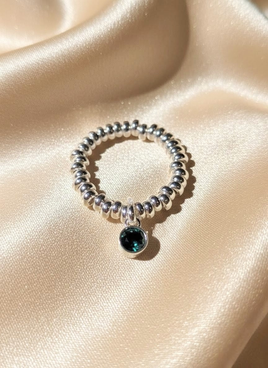 925 Sterling Silver Birthday CZ Adjustable Ring