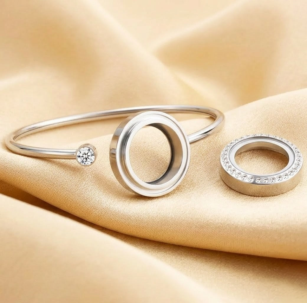 316L Stainless Steel Floating Locket Bangle: Wear your heart on your wrist ❤️