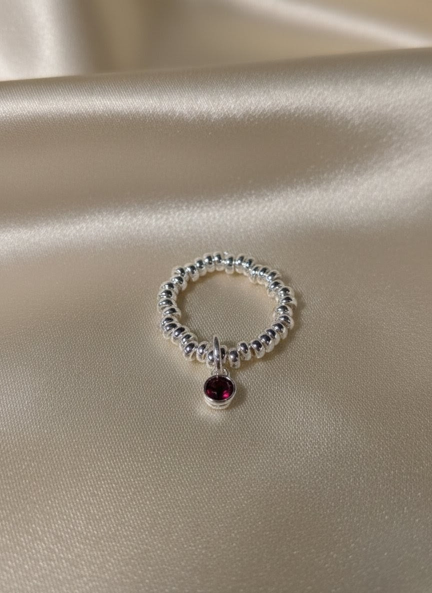 925 Sterling Silver Birthday CZ Adjustable Ring