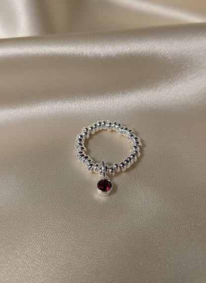 925 Sterling Silver Birthday CZ Adjustable Ring