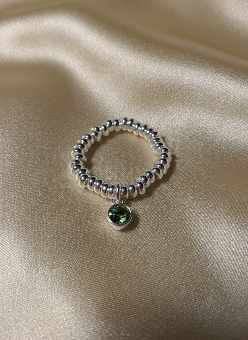 925 Sterling Silver Birthday CZ Adjustable Ring