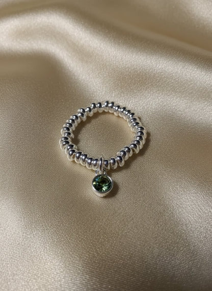 925 Sterling Silver Birthday CZ Adjustable Ring