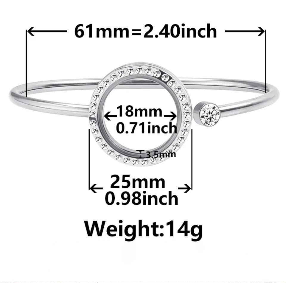 316L Stainless Steel Floating Locket Bangle: Wear your heart on your wrist ❤️