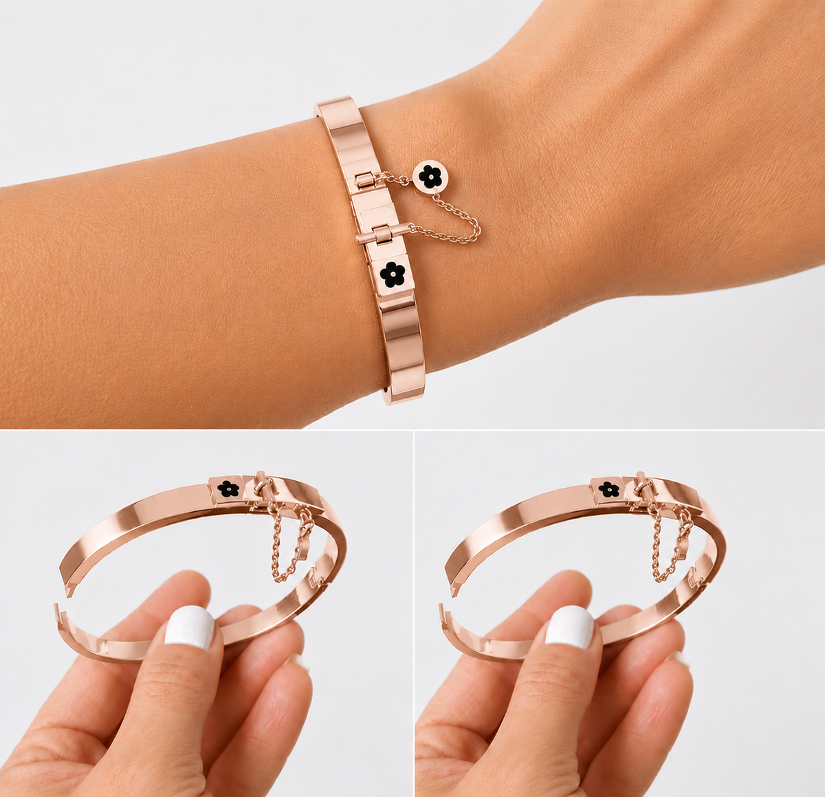 316L Stainless Steel Hinge Bangle Bracelet | Waterproof, Tarnish Resistant Silver Cuff | Luxury Everyday Jewellery